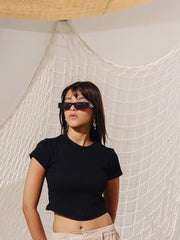 Load image into Gallery viewer, Black Rib Crop Top