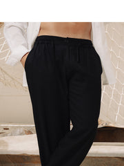 Load image into Gallery viewer, Men Black Linen Pants