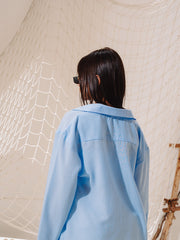 Load image into Gallery viewer, Blue Women Linen Shirt