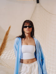 Load image into Gallery viewer, Blue Women Linen Shirt