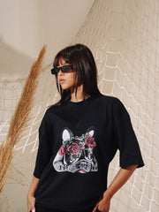 Load image into Gallery viewer, Crown Flowers Black T-Shirt
