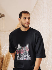 Load image into Gallery viewer, Crown Flowers Black T-Shirt
