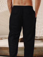 Load image into Gallery viewer, Men Black Linen Pants

