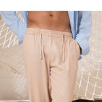 Load image into Gallery viewer, Men Beige Linen Pants
