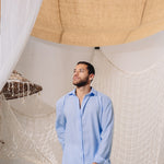 Load image into Gallery viewer, Blue Men Linen Shirt
