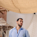 Load image into Gallery viewer, Blue Men Linen Shirt
