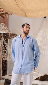 Blue Men Linen Shirt