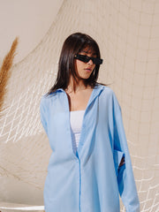 Load image into Gallery viewer, Blue Women Linen Shirt
