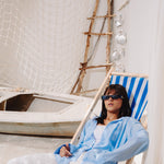 Load image into Gallery viewer, Blue Women Linen Shirt
